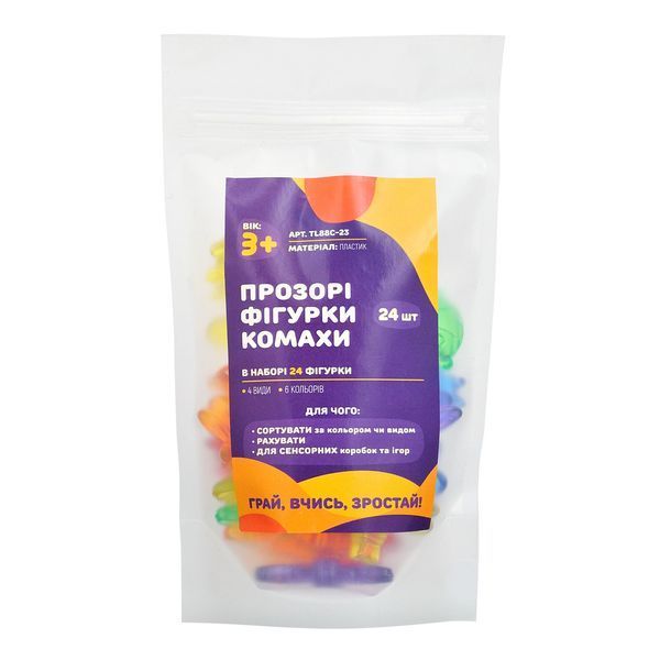 Прозорі фігурки&nbsp;Комахи (24 шт) для рахунку для сенсорних ігор TL88C-23 фото