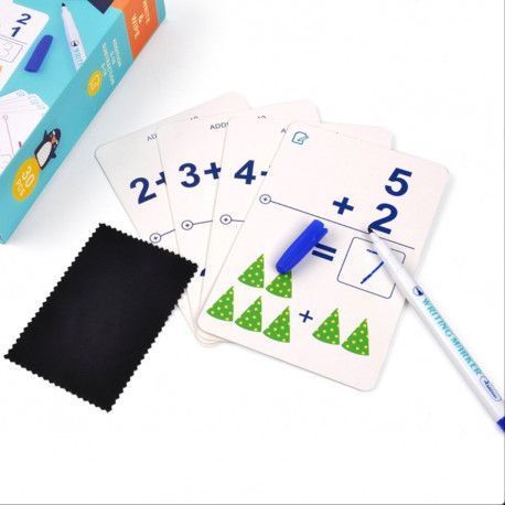 Набор математических карточек Решай и стирай! 1+2=3 Mideer Toys MD1034 фото