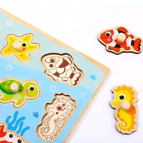 Рамка вкладка Морські мешканці дерев'яна Tooky Toy TY856 фото