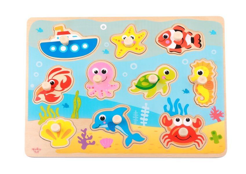 Рамка вкладка Морські мешканці дерев'яна Tooky Toy TY856 фото