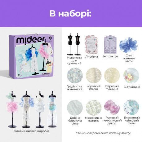 Набір зі створення суконь Ательє моди Люкс Творчий набір Зроби сам Mideer toys MD4321 фото