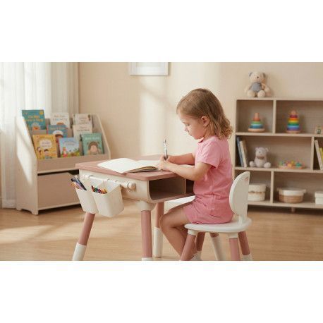 Детский многофункциональный столик Мультивуд Коралл 3 в 1 и стул Poppet PP-010CP фото