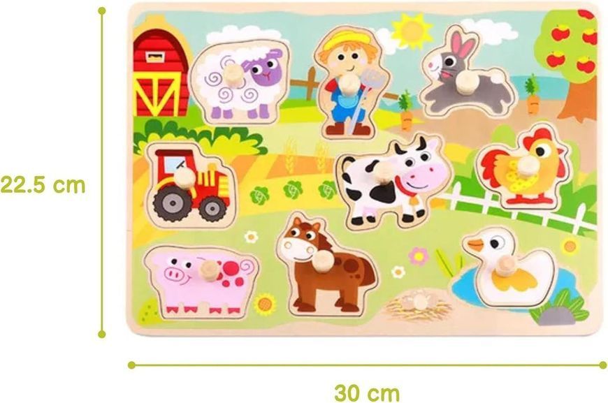 Рамка вкладыш Ферма деревянная Tooky Toy TY858 фото