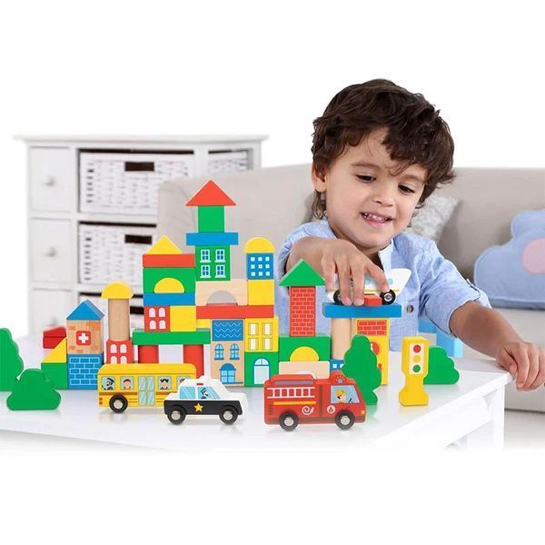 Дерев'яний конструктор Місто Tooky Toy TH451 фото