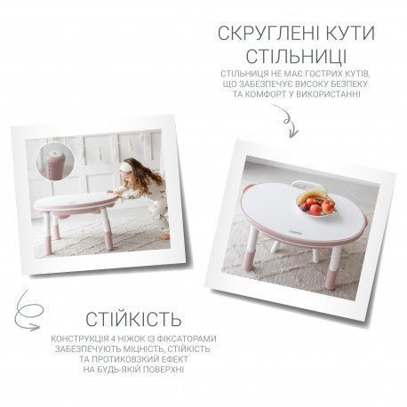 Дитячий багатофункціональний столик Мультиплей Роуз 5 в 1 і стілець Poppet PP-011R фото