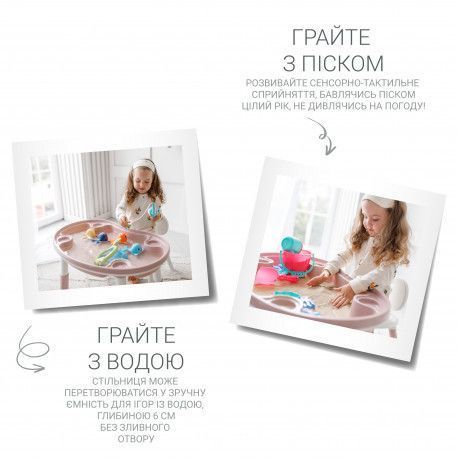 Дитячий багатофункціональний столик Мультиплей Роуз 5 в 1 і стілець Poppet PP-011R фото
