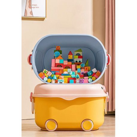 Ящик для хранения игрушек Свинка Йеллоу на колесах, СРЕДНИЙ (38 л) Poppet PP-002Y-M фото