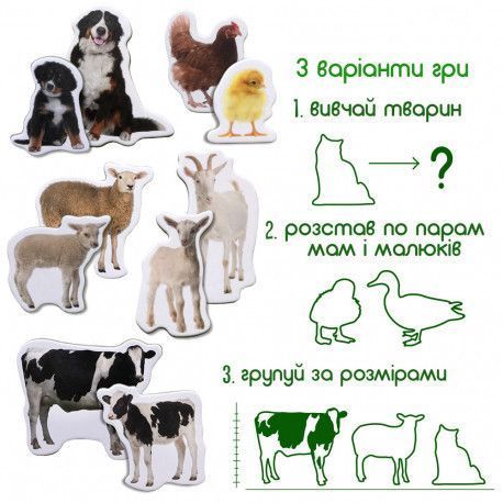 Магниты Животные Фермы Мама и малыш (реалистичные фото) Набор для раннего развития Magdum ML4031-08 фото