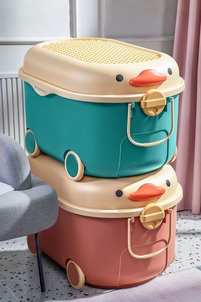 Ящик для хранения игрушек Утенок Блу на колесах, БОЛЬШОЙ (71 л) Poppet PP-001B-L фото